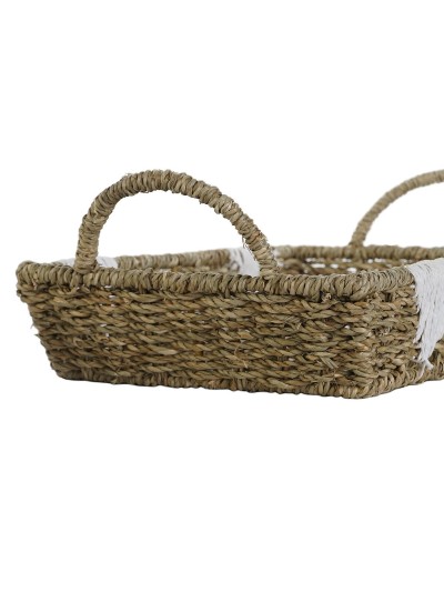 Set of trays Home ESPRIT White Natural Metal 51 x 30,5 x 13 cm (3 Units)