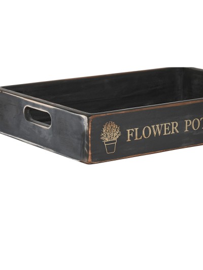 Set of trays Home ESPRIT Black Fir wood 56 x 38 x 10 cm (3 Pieces)