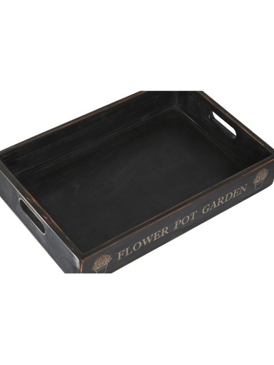 Juego de Bandejas Home ESPRIT Negro Madera de abeto 56 x 38 x 10 cm (3 Piezas)