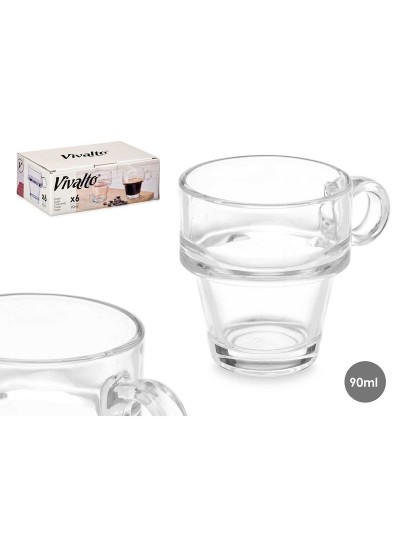 Cup Transparent Glass 90 ml (6 Units)