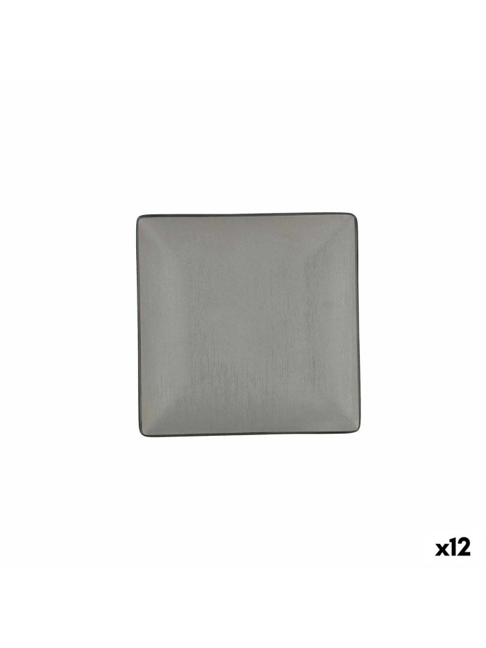 Flat Plate Bidasoa Gio Black Plastic 18 x 18 cm (12 Units)