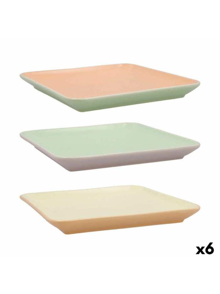 Bandeja de Aperitivos Quid Vitamina Bicolor Cerámica 21 x 21 cm (6 Unidades)