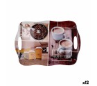 Plateau de petit déjeuner Quid Habitat Multicouleur Plastique 34 x 25 x 2 cm Avec des poignées Café (12 Unités)