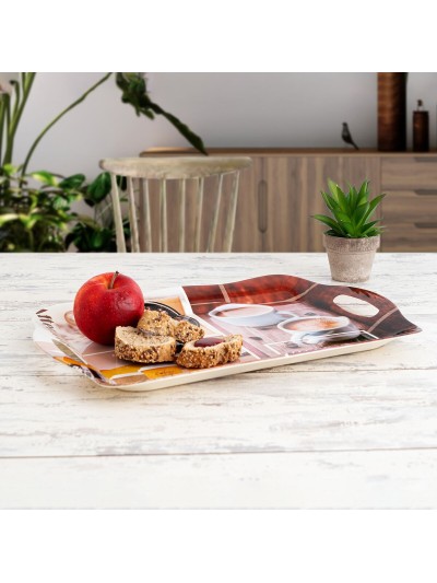 Plateau de petit déjeuner Quid Habitat Multicouleur Plastique 34 x 25 x 2 cm Avec des poignées Café (12 Unités)