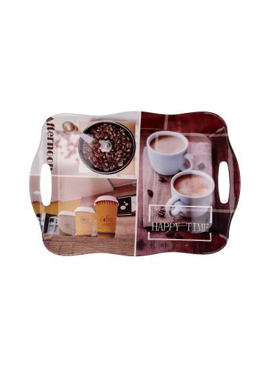 Plateau de petit déjeuner Quid Habitat Multicouleur Plastique 34 x 25 x 2 cm Avec des poignées Café (12 Unités)