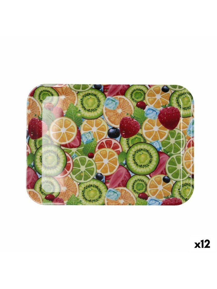 Breakfast tray Quid Habitat Multicolour Plastic 32 x 23 x 1,7 cm With handles Fruits (12 Units)