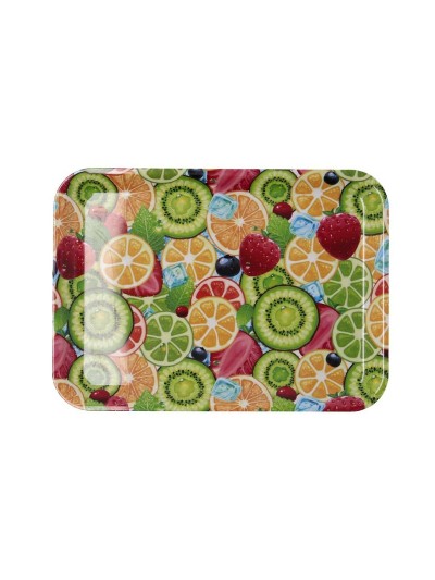 Plateau de petit déjeuner Quid Habitat Multicouleur Plastique 32 x 23 x 1,7 cm Avec des poignées Fruits (12 Unités)