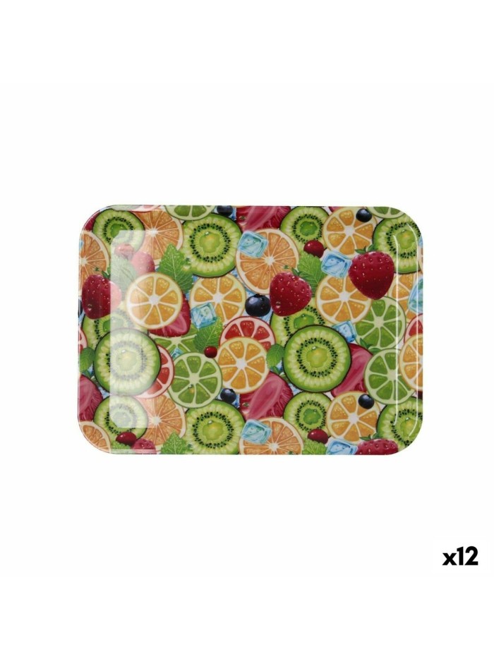 Plateau de petit déjeuner Quid Habitat Multicouleur Plastique 28 x 20 x 1,5 cm Avec des poignées Fruits (12 Unités)