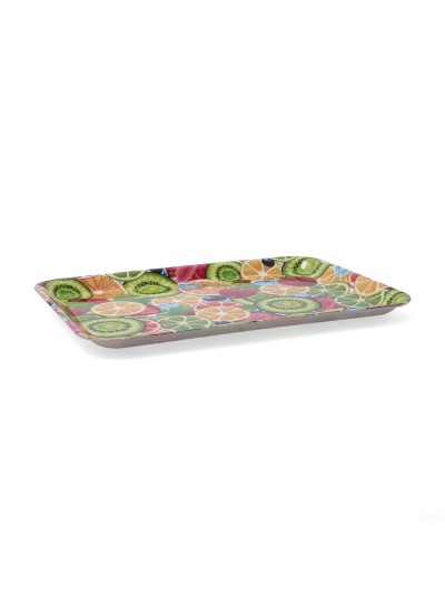 Bandeja de desayuno Quid Habitat Multicolor Plástico 28 x 20 x 1,5 cm Con asas Frutas (12 Unidades)