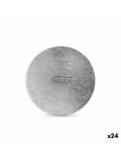 Base para pastel Algon Plateado 20 x 20 x 1 cm Redondo (24 Unidades)