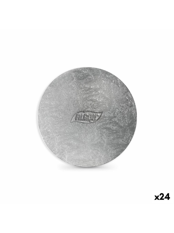 Base para pastel Algon Plateado 20 x 20 x 1 cm Redondo (24 Unidades)