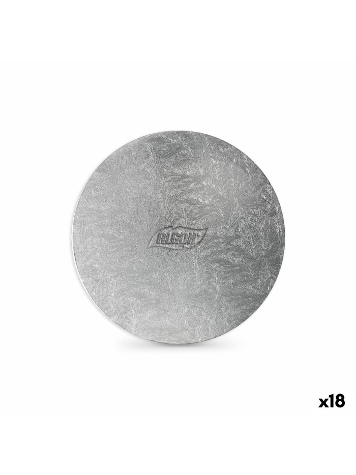 Base para pastel Algon Plateado 30 x 30 x 1,5 cm Redondo (18 Unidades)
