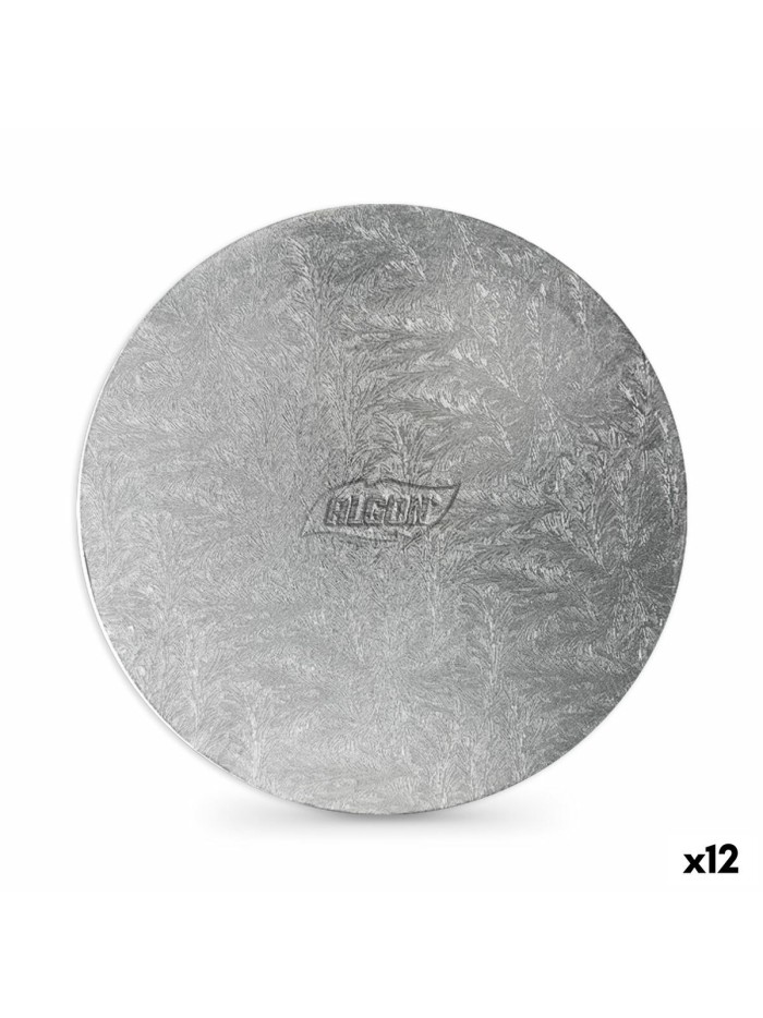 Cake stand Algon Silver 40 x 40 x 1,5 cm Circular (12 Units)