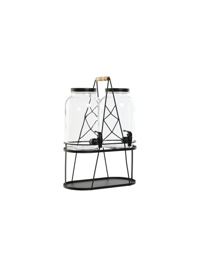 Dispensador de bebidas Home ESPRIT Negro Metal Cristal 3,5 L 34 x 18 x 46 cm