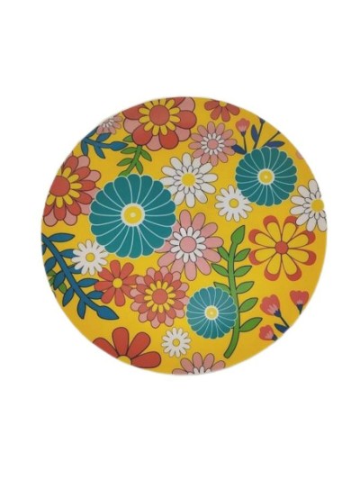 Plato Llano Versa Amarillo Polietileno RPET Flores Ø 25 cm