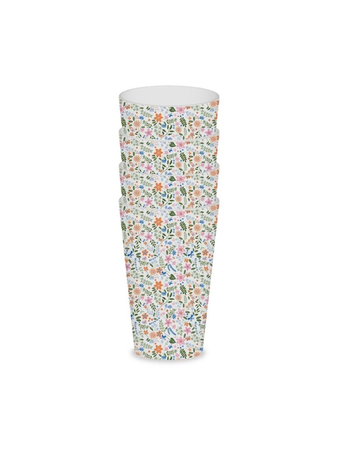 Set de Vasos Versa Polietileno RPET Flores 4 Piezas