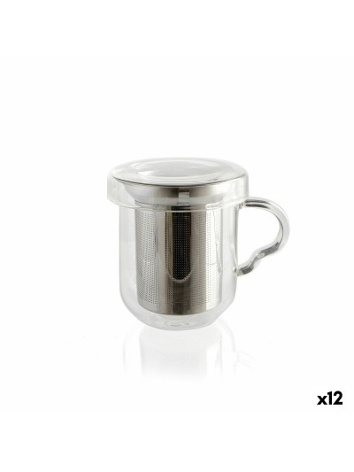 Tasse avec filtre pour infusions Quid Serenia Transparent verre Acier inoxydable 350 ml (12 Unités)