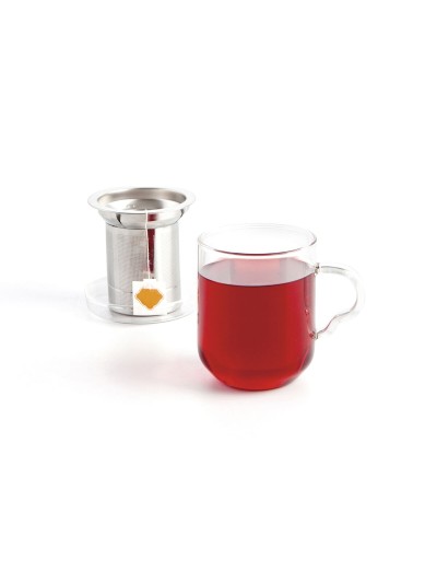 Taza con Filtro para Infusiones Quid Serenia Transparente Vidrio Acero Inoxidable 350 ml (12 Unidades)