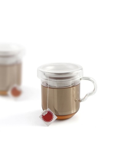 Taza con Filtro para Infusiones Quid Serenia Transparente Vidrio Acero Inoxidable 350 ml (12 Unidades)