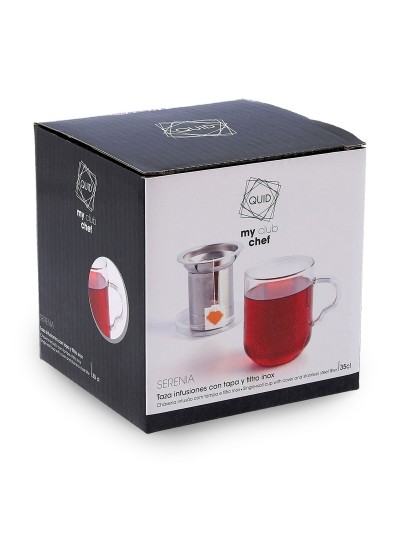 Cup with Tea Filter Quid Serenia Transparent Glass Stainless steel 350 ml (12 Units)