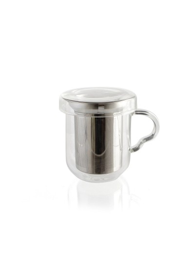 Cup with Tea Filter Quid Serenia Transparent Glass Stainless steel 350 ml (12 Units)