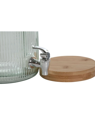 Dispensador de bebidas Home ESPRIT Plateado Silicona Bambú Cristal Plástico 5,5 L 18 x 18 x 31 cm