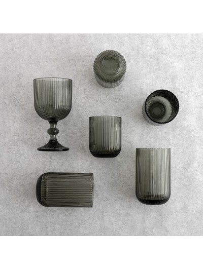 Vaso Bidasoa Fosil Gris Vidrio 460 ml (6 Unidades)