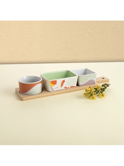 Set para servir Quid Kaleido Multicolor Madera 32 x 8 x 4,6 cm 4 Piezas