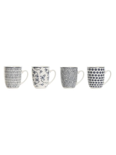 Juego de 4 Tazas Mug Home ESPRIT Azul Blanco Porcelana 340 ml