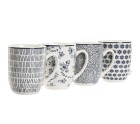 4 Piece Mug Set Home ESPRIT Blue White Porcelain 340 ml