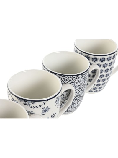4 Piece Mug Set Home ESPRIT Blue White Porcelain 340 ml