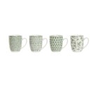 Juego de 4 Tazas Mug Home ESPRIT Blanco Verde Porcelana 340 ml