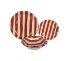 Vajilla Home ESPRIT Amarillo Azul Rojo Gres Rayas Mediterráneo 27,5 x 27,5 x 2,8 cm 18 Piezas