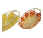 Snack tray Home ESPRIT Green Orange Stoneware Lemon 30,6 x 16,5 x 6 cm (2 Units)