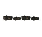 Set of trays Home ESPRIT Black Fir wood 35 x 22 x 18 cm