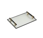 Tray Romimex Transparent Golden Metal Glass 31 x 4 x 20 cm