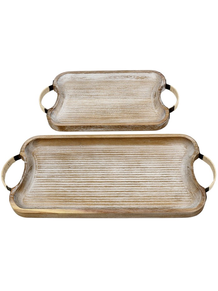 Set of trays Romimex Natural Wood 2 Pieces