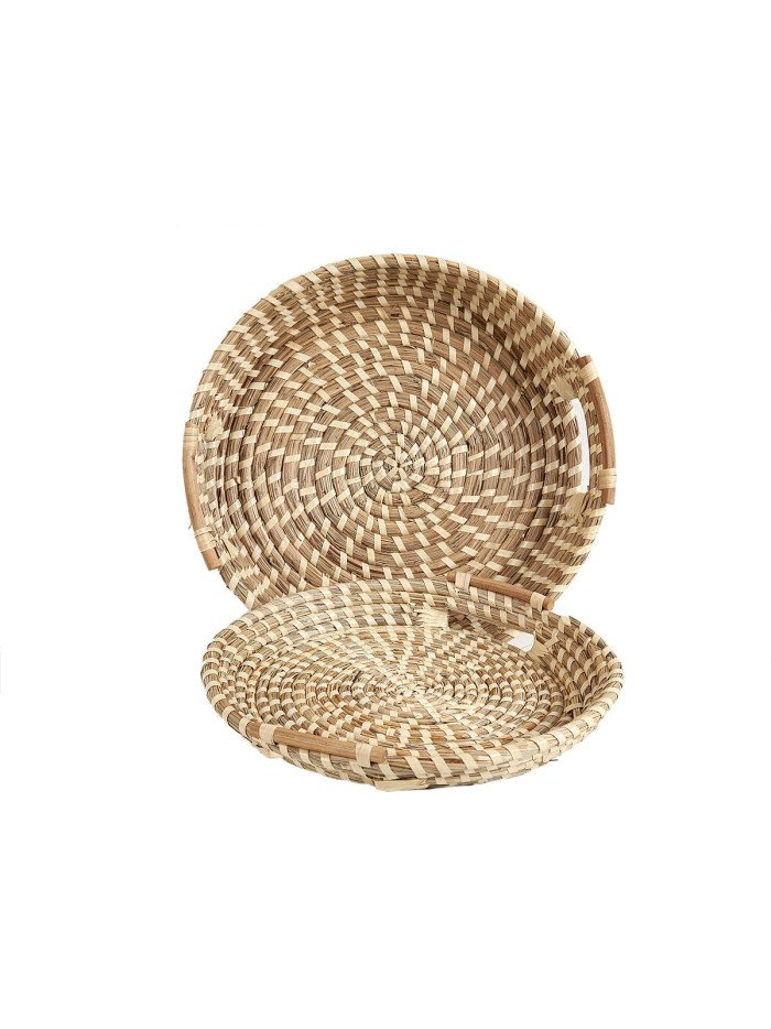 Set of trays Romimex Beige Natural Fibre 2 Pieces