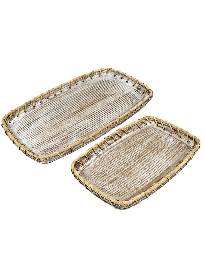 Set of trays Romimex Natural Wood 2 Pieces