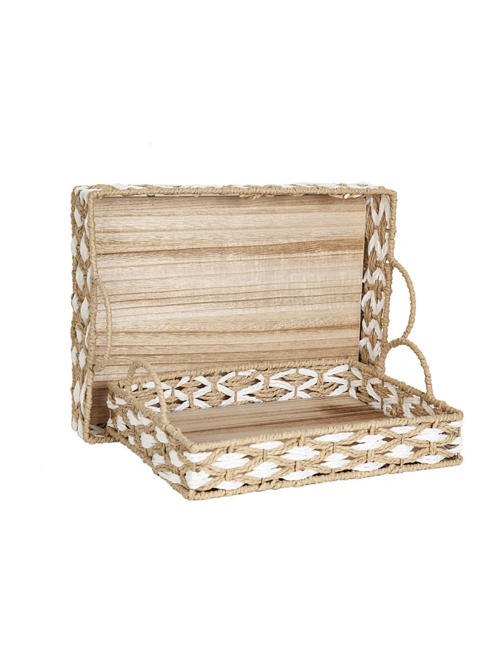 Juego de Bandejas Romimex Natural Mimbre 2 Piezas