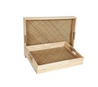Set of trays Romimex Natural wicker MDF Wood 2 Pieces