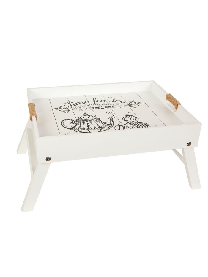 Bandeja de Cama Plegable Romimex Blanco Madera 56 x 36 x 24 cm