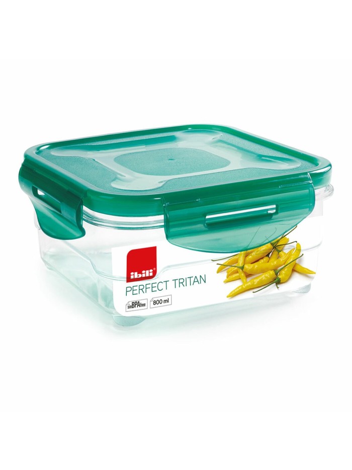 Hermetic Lunch Box Ibili 790408 Crystal 800 ml 15,5 x 15,5 x 7 cm Green