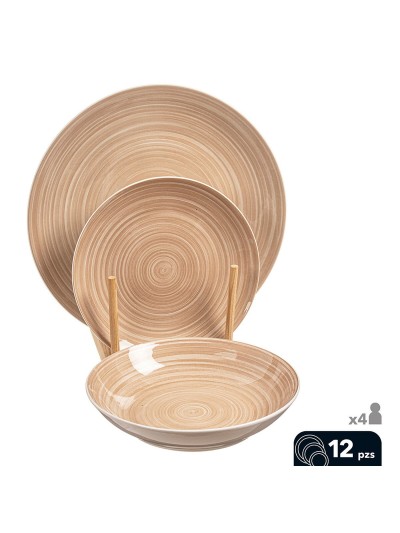 China Tableware Caison Aurora Brown Grey 4 persons 12 Pieces