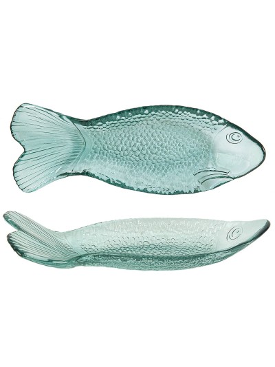 Plato Decorativo Romimex Turquesa Vidrio Pez 30 x 5 x 12 cm
