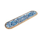 Bandeja de Aperitivos Romimex Azul Blanco Madera de mango Ovalada 50 x 2 x 12 cm
