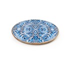 Snack tray Romimex Blue White Mango wood Circular 30 x 2 x 30 cm
