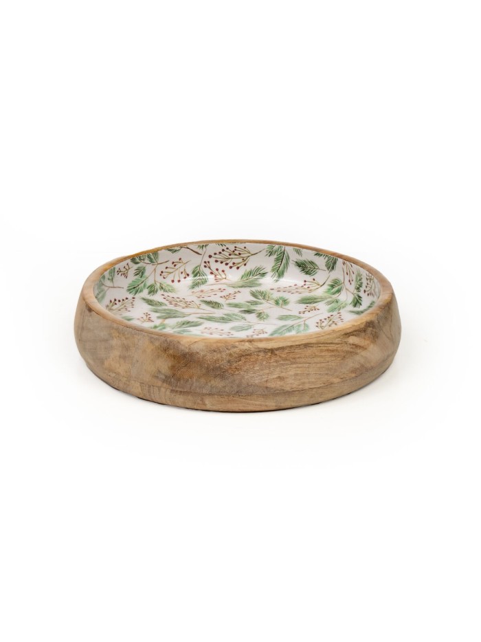 Bowl Romimex White Green Mango wood Sheets 31 x 6 x 31 cm