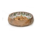 Bowl Romimex White Green Mango wood Sheets 25 x 6 x 25 cm