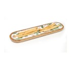 Snack tray Romimex White Green Mango wood Oval Sheets 40 x 2 x 10 cm